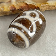 Natural Powerful Tibetan Old Oily Double Agate Cai Shen Dzi Bead Heavenly Master (Tian Zhu) 财神长天珠 4.62g 17.5 by 13.1mm - Huangs Jadeite and Jewelry Pte Ltd