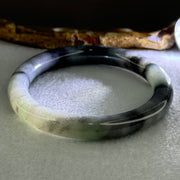 Type A Faint Green and Greyish Black Piao Hua Jadeite Bangle Internal Diameter 50.9mm 35.22g 8.6 by 8.4mm (Very Slight Internal Lines) - Huangs Jadeite and Jewelry Pte Ltd