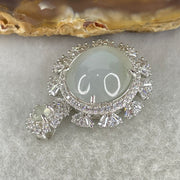 Type A Icy Deep Lavender Cabochon Jadeite in S925 Sliver with Crystal Charm 3.78g 12.8 by 11.9 by 6.0mm - Huangs Jadeite and Jewelry Pte Ltd
