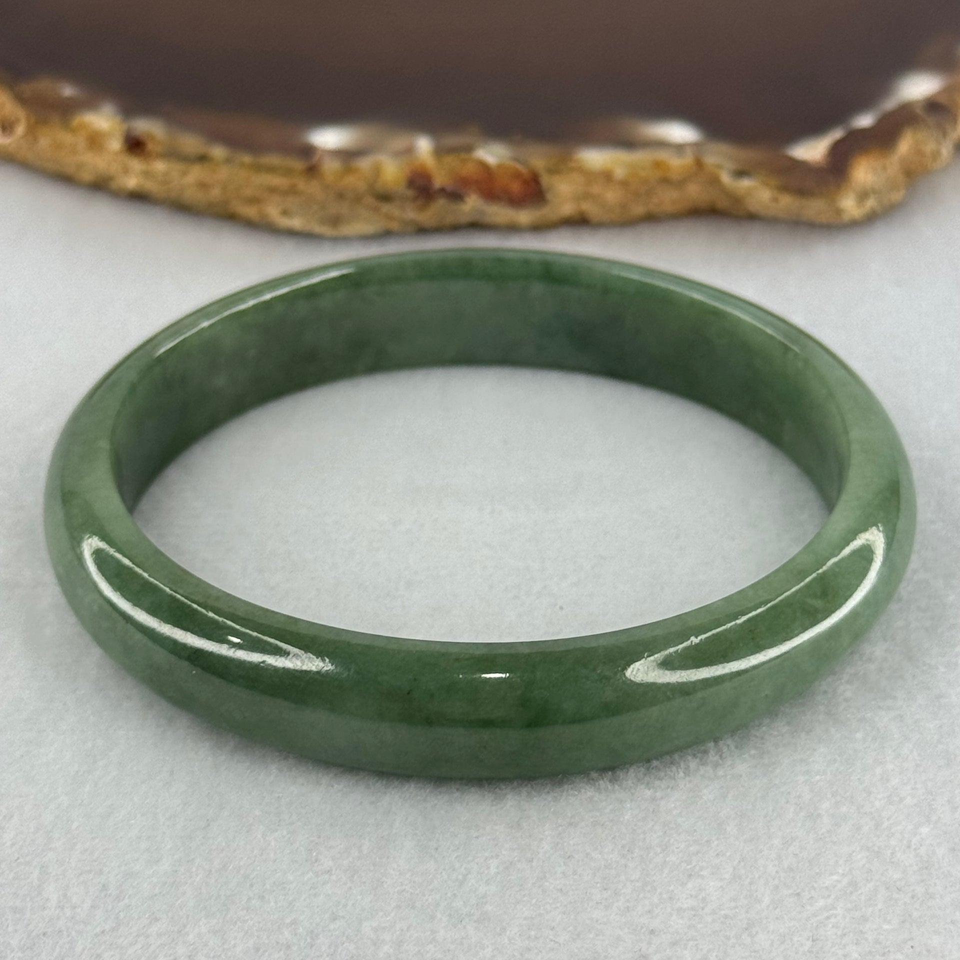 Type A Blueish Green Jadeite Oval Bangle Internal Diameter 58.7mm 38.10g 12.0 by 6.6mm (Very Fine Internal Lines) - Huangs Jadeite and Jewelry Pte Ltd