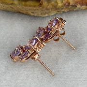 Natural Amethyst Fish Shape Earring in S925 Sliver Yellow Gold Color 2.94g 5.0 by 3.0mm 2 Pcs - Huangs Jadeite and Jewelry Pte Ltd