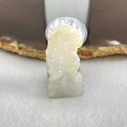 Type A Greyish Lavender and Yellowish Green Jadeite Fu Dog Seal Display 18.16g 37.1 by 16.7 by 14.5mm - Huangs Jadeite and Jewelry Pte Ltd