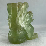 Natural Green Serpentine Pixiu Vase Display 989.6g 130.0 by 48.0 by 135.0mm - Huangs Jadeite and Jewelry Pte Ltd