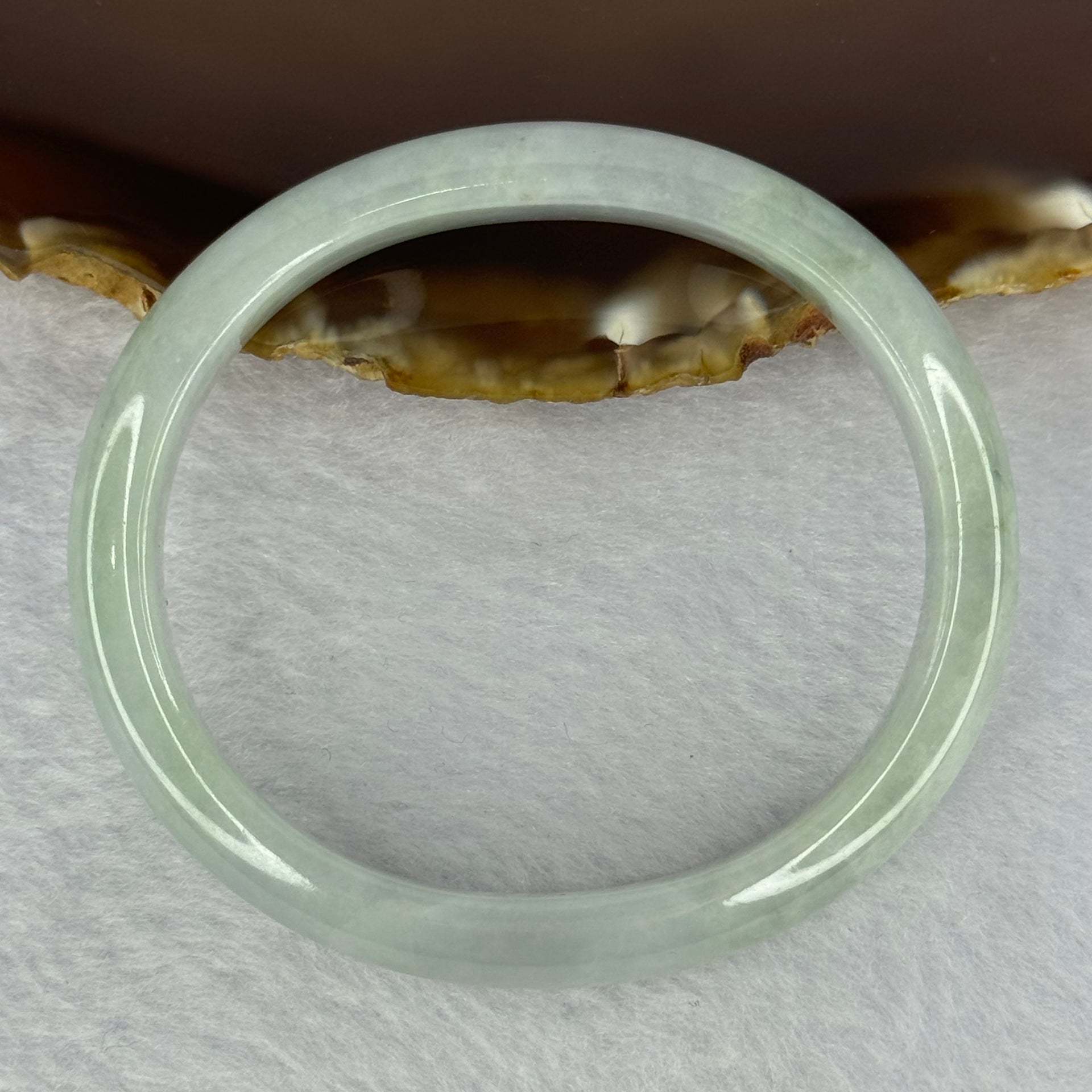 Type A Light Green Lavender Jadeite Oval Bangle 27.97g Internal Diameter 52.08mm 9.6 by 6.1mm (Very Slight External Rough) - Huangs Jadeite and Jewelry Pte Ltd