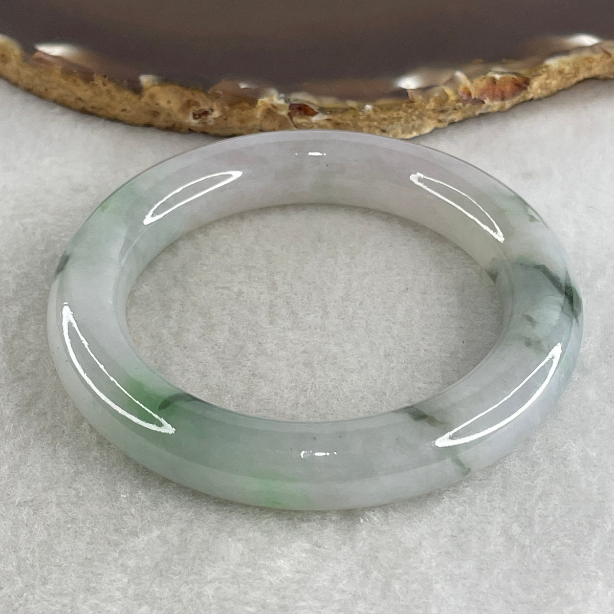 Certified Natural Type A Light Lavender with Apple Green & Green Piao Hua Jadeite Full Round Bangle | 52.8mm ID (66.09g | 11.4x11.0mm Crown, Heart & Third Eye Chakra Harmony, Noble Serenity & Wealth Shield)(Slight Internal Line)