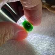 Type A Translucent Black Omphacite Jadeite Round Cabouchon Stone For Setting 1.09g 11.9 by 8.5 by 5.2mm - Huangs Jadeite and Jewelry Pte Ltd