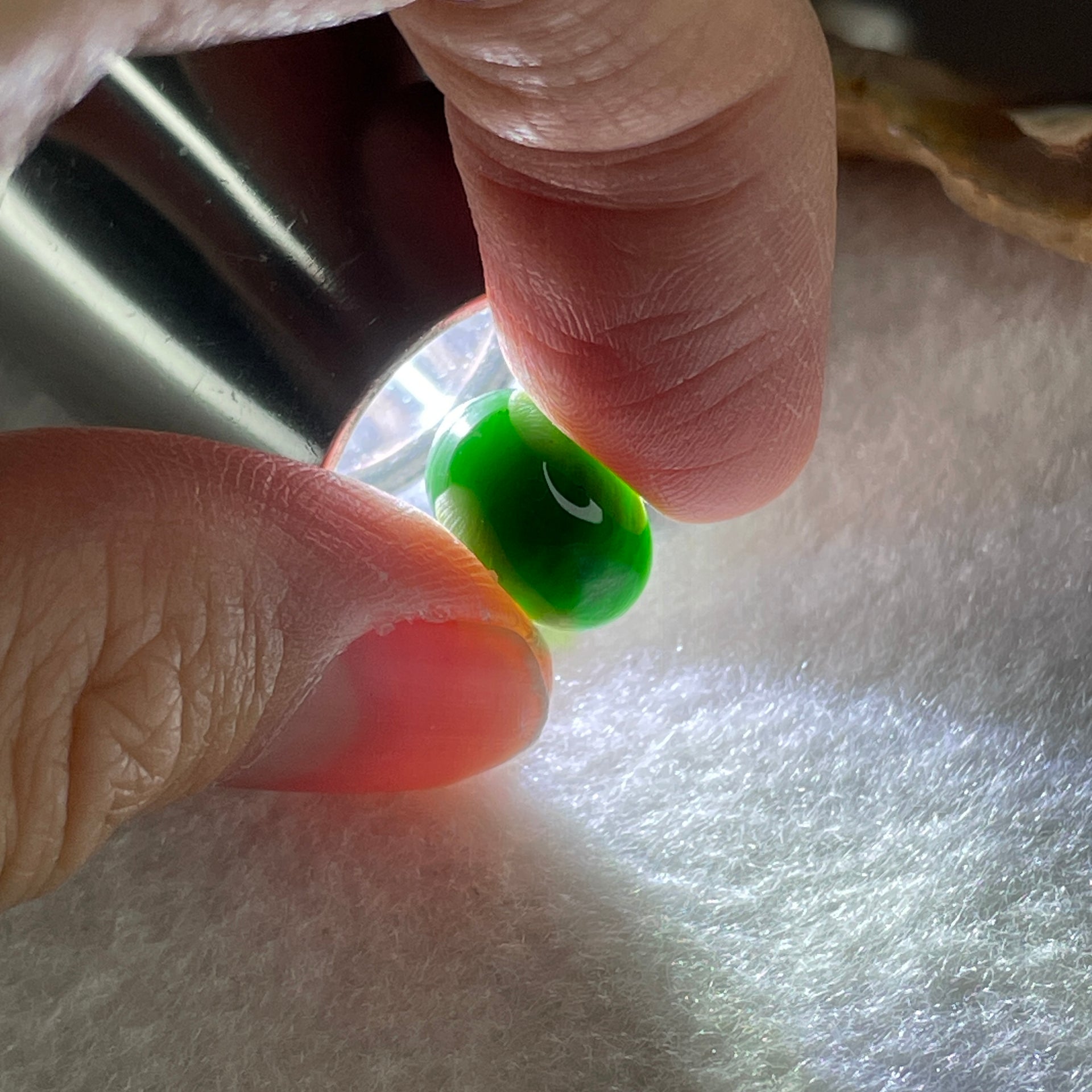 Type A Translucent Black Omphacite Jadeite Round Cabouchon Stone For Setting 1.09g 11.9 by 8.5 by 5.2mm - Huangs Jadeite and Jewelry Pte Ltd