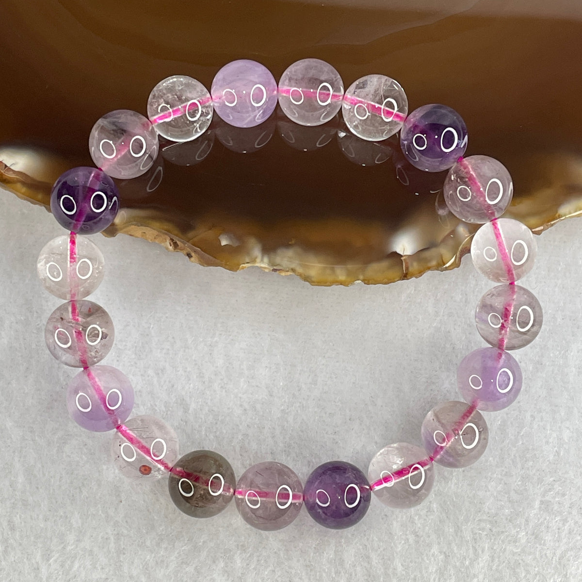 Certified Entry-Grade Natural Super 7 Crystal Beads Bracelet | Bold High-Density Showcase Strand | Authentic Sacred Seven Multi-Mineral Inclusions Quartz Spiritual Catalyst & Auric Shield Bracelet (25.29g | 16cm Length | 9.7mm | 20 Beads)