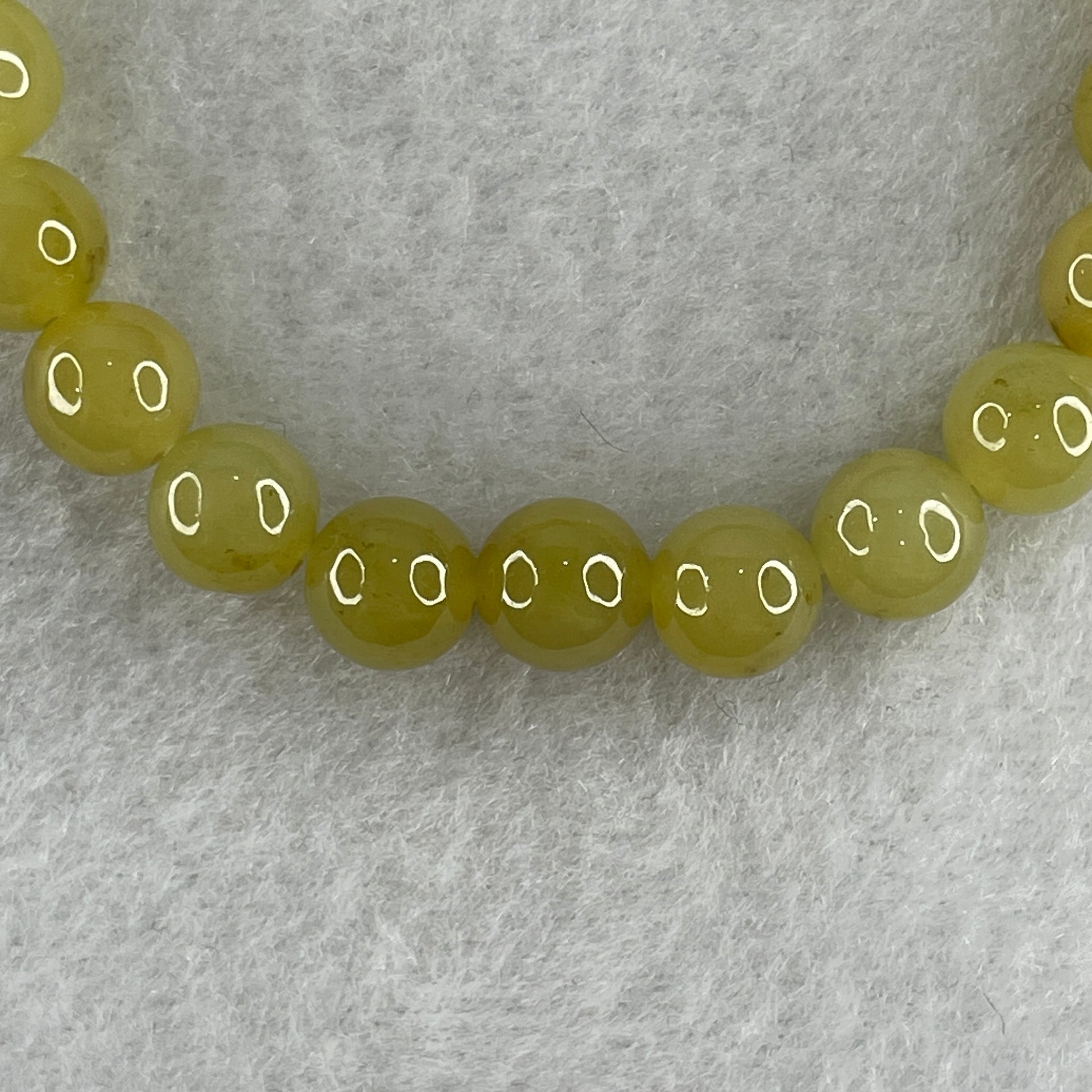 High Grade Natural Type A Intense Yellow Jadeite  Beads Bracelet 18.28g 15cm 7.8mm 24 Beads - Huangs Jadeite and Jewelry Pte Ltd