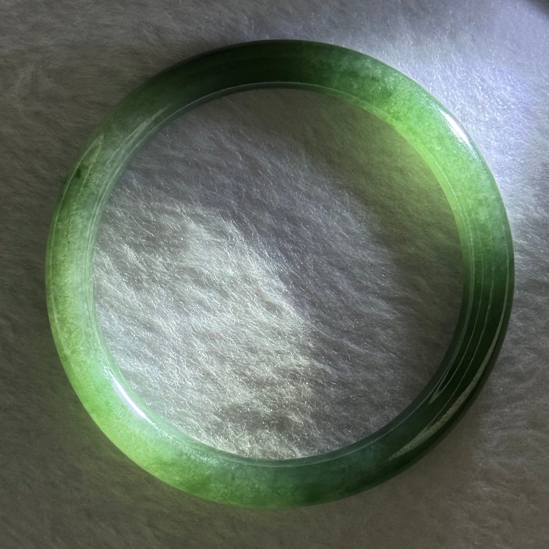 Type A Dark Green Jadeite Bangle 26.69g Internal Diameter 53.5mm 7.6 by 7.4mm (Very Fine Internal Line) - Huangs Jadeite and Jewelry Pte Ltd