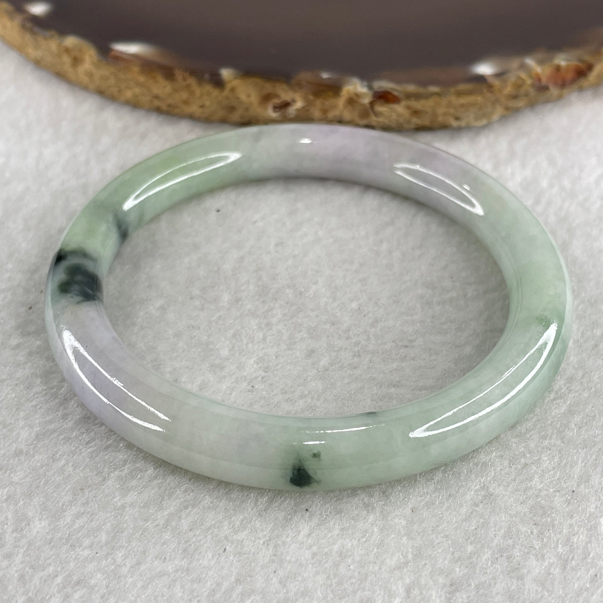Type A Green and Lavender Jade Jadeite Bangle 35.17g inner Dia 55.5mm 7.6 by 7.7mm (Slight External Rough) - Huangs Jadeite and Jewelry Pte Ltd