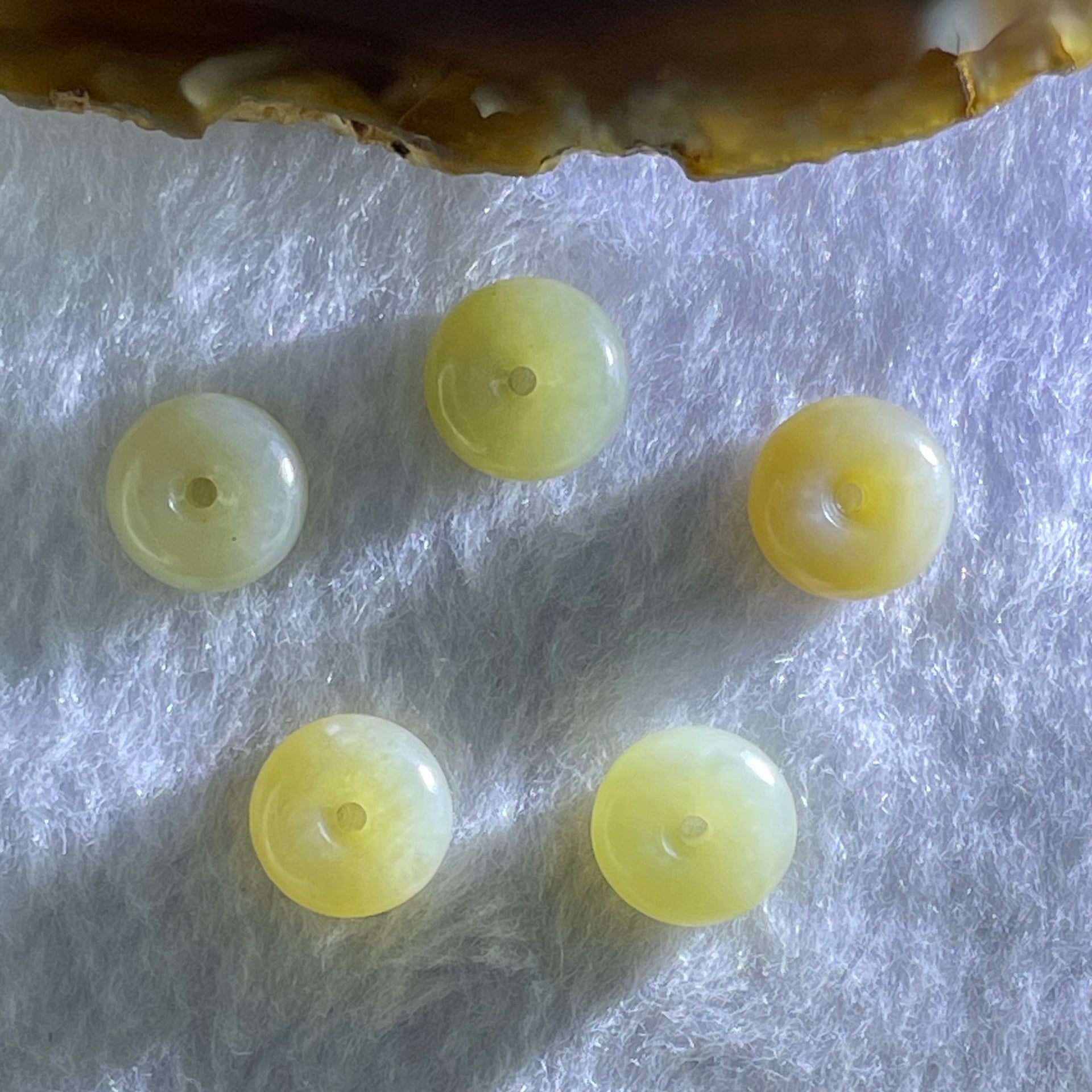 Natural Nephrite Ping An Kou Donut Set of 5 Total Weight 7.04g 11.9 by 5.2mm - Huangs Jadeite and Jewelry Pte Ltd