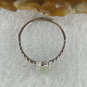 Natural Type A Semi Icy Faint Green Jadeite Oval Shape Cabouchon in S925 Silver Ring (Adjustable Size) 1.50g 7.9 by 6.3 by 3.5mm - Huangs Jadeite and Jewelry Pte Ltd