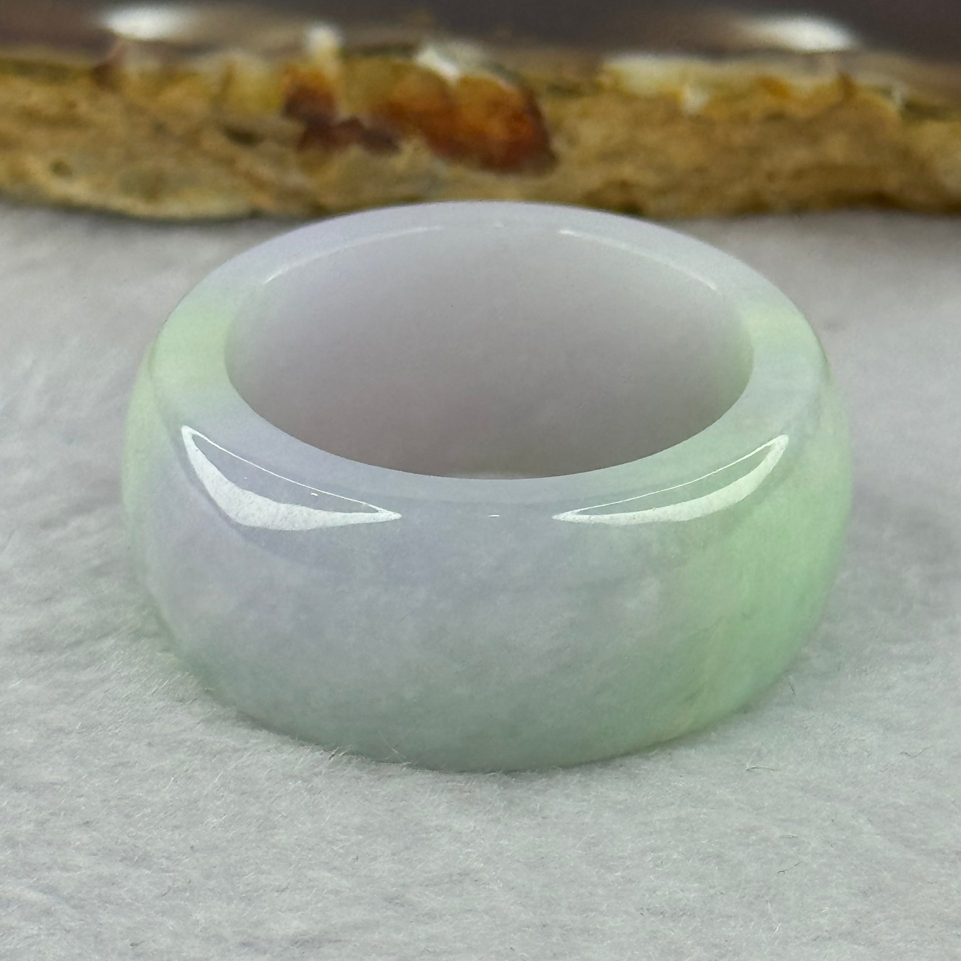 Type A Lavender and Green Jadeite Ring 14.74g 12.4 by 4.9mm US13.5 HK30.5 - Huangs Jadeite and Jewelry Pte Ltd