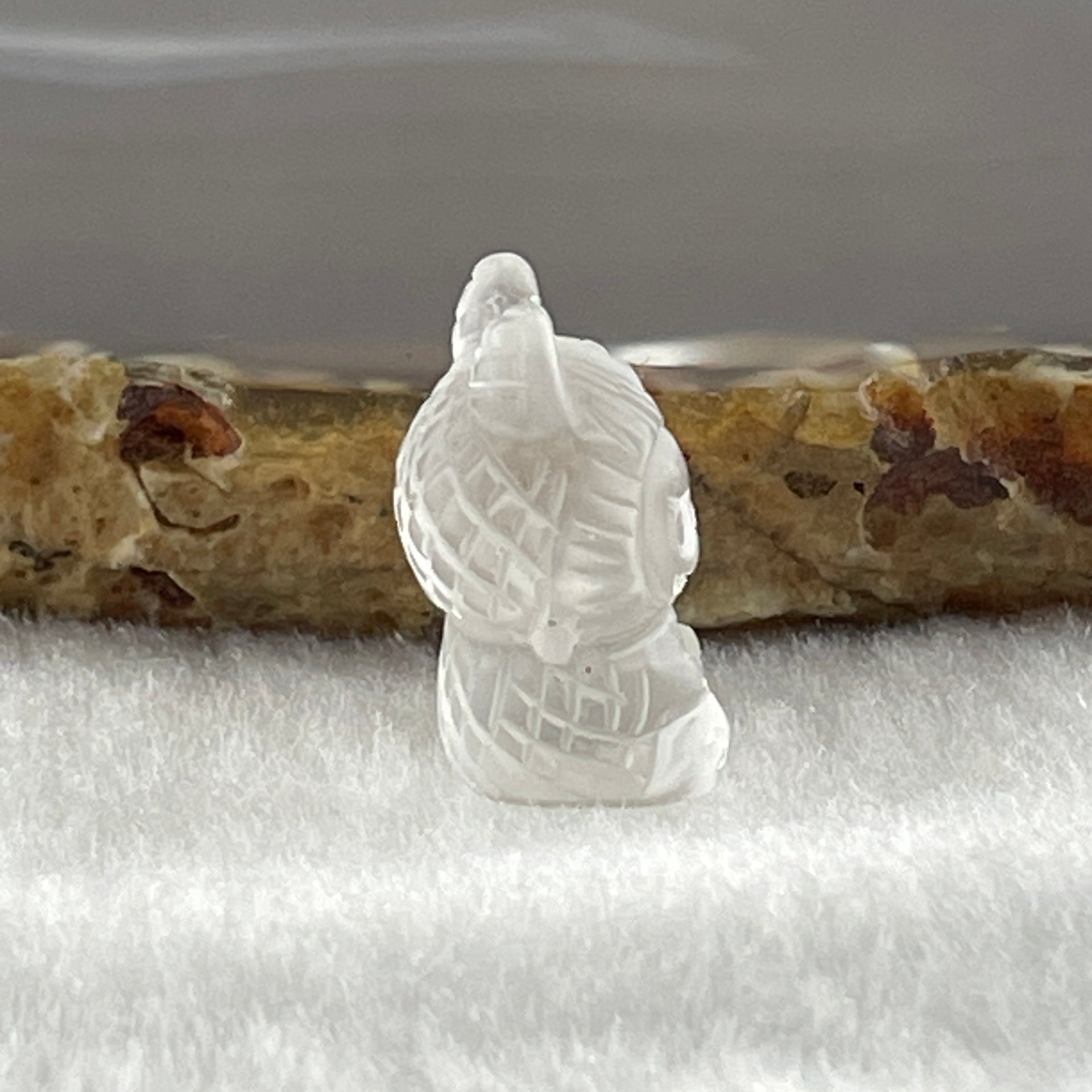 Natural Matt Clear Quartz Labubu Charm Display 3.33g 19.7 by 12.1 by 10.3mm - Huangs Jadeite and Jewelry Pte Ltd