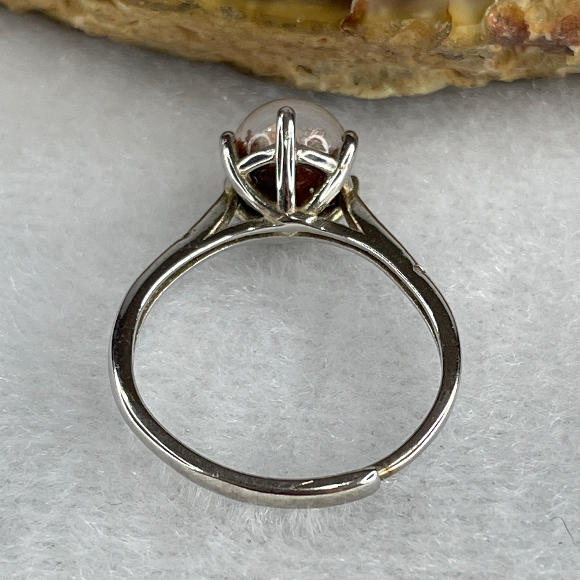 Good Grade Natural Red Phantom Quartz Ring in S925 Sliver 2.22g 7.5mm (Adjustable Size) - Huangs Jadeite and Jewelry Pte Ltd