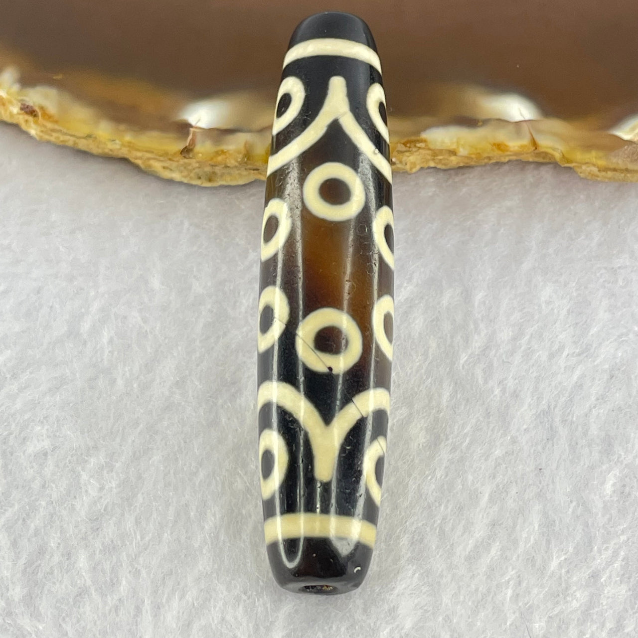 Natural Powerful Tibetan Old Oily Agate 18 Eyes Dzi Bead Heavenly Master (Tian Zhu) 十八眼天珠 15.22g 58.3 by 13.0mm - Huangs Jadeite and Jewelry Pte Ltd