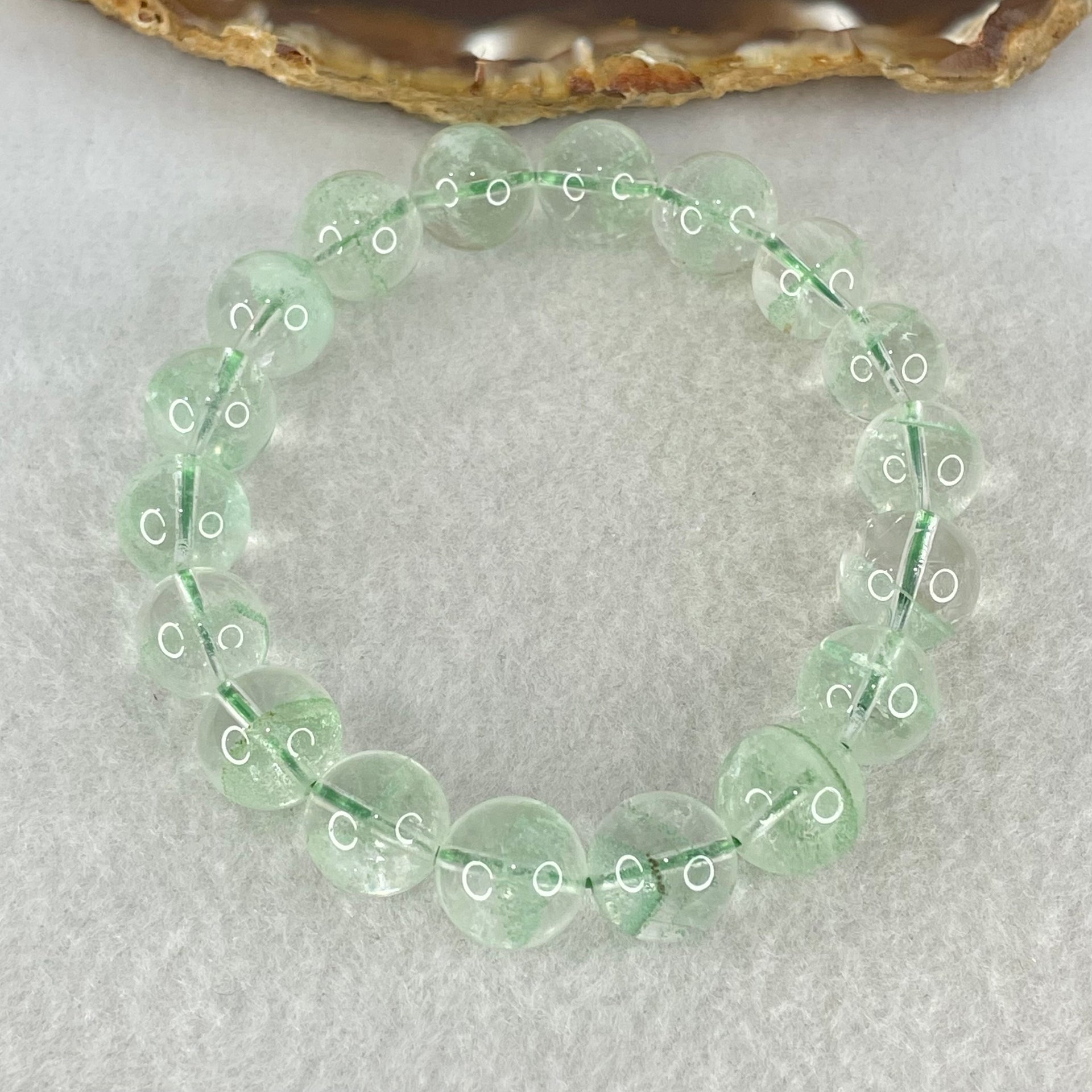 Special Grade Natural Green Phantom Quartz Bracelet 37.51g 17.5cm 11.8mm 18 Beads - Huangs Jadeite and Jewelry Pte Ltd