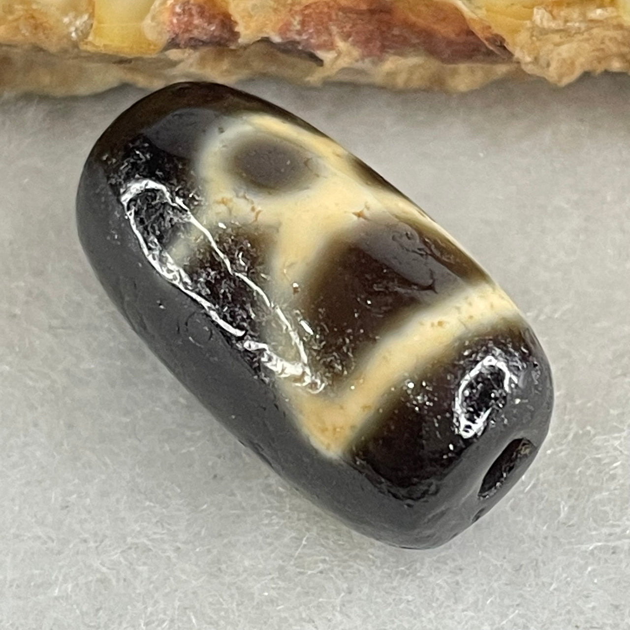 Natural Powerful Tibetan Old Oily Agate 2 Cai Shen Dzi Bead Heavenly Master (Tian Zhu) 3.32g 19.2 by 10.5mm - Huangs Jadeite and Jewelry Pte Ltd