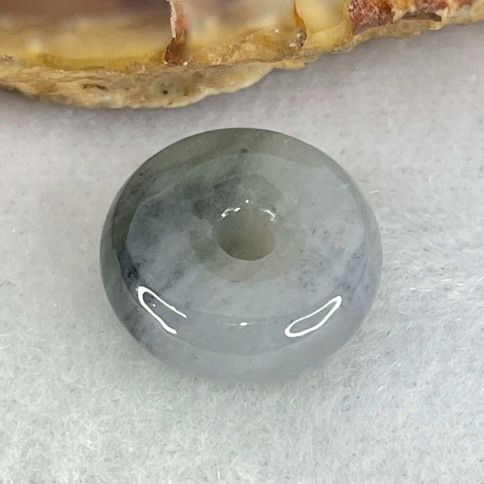 Type A Light Lavender With Wuji Grey Piao Hua Jadeite Ping An Kou Charm/Pendant 2.08g 13.6 by 5.4mm - Huangs Jadeite and Jewelry Pte Ltd