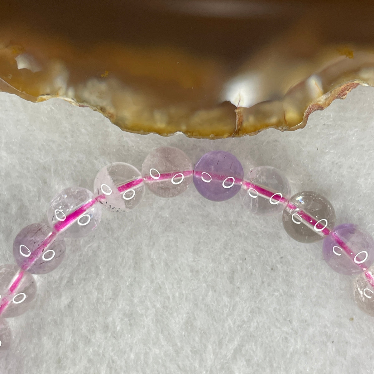 Certified Entry-Grade Natural Super 7 Crystal Beads Bracelet | Ultra-Sleek Delicate Layering Strand | Authentic Sacred Seven Multi-Mineral Inclusions Quartz Spiritual Catalyst & Auric Shield Bracelet (11.75g | 15.5cm Length | 6.8mm | 28 Beads)