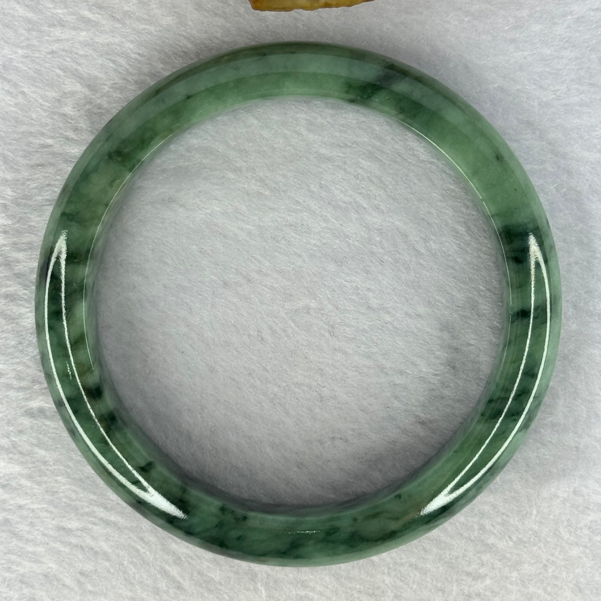 Type A Spicy Green with Dark Green Piao Hua Jadeite Bangle Internal Diameter 58.3mm 59.99g 12.6 by 8.7mm (Close to Perfect) - Huangs Jadeite and Jewelry Pte Ltd