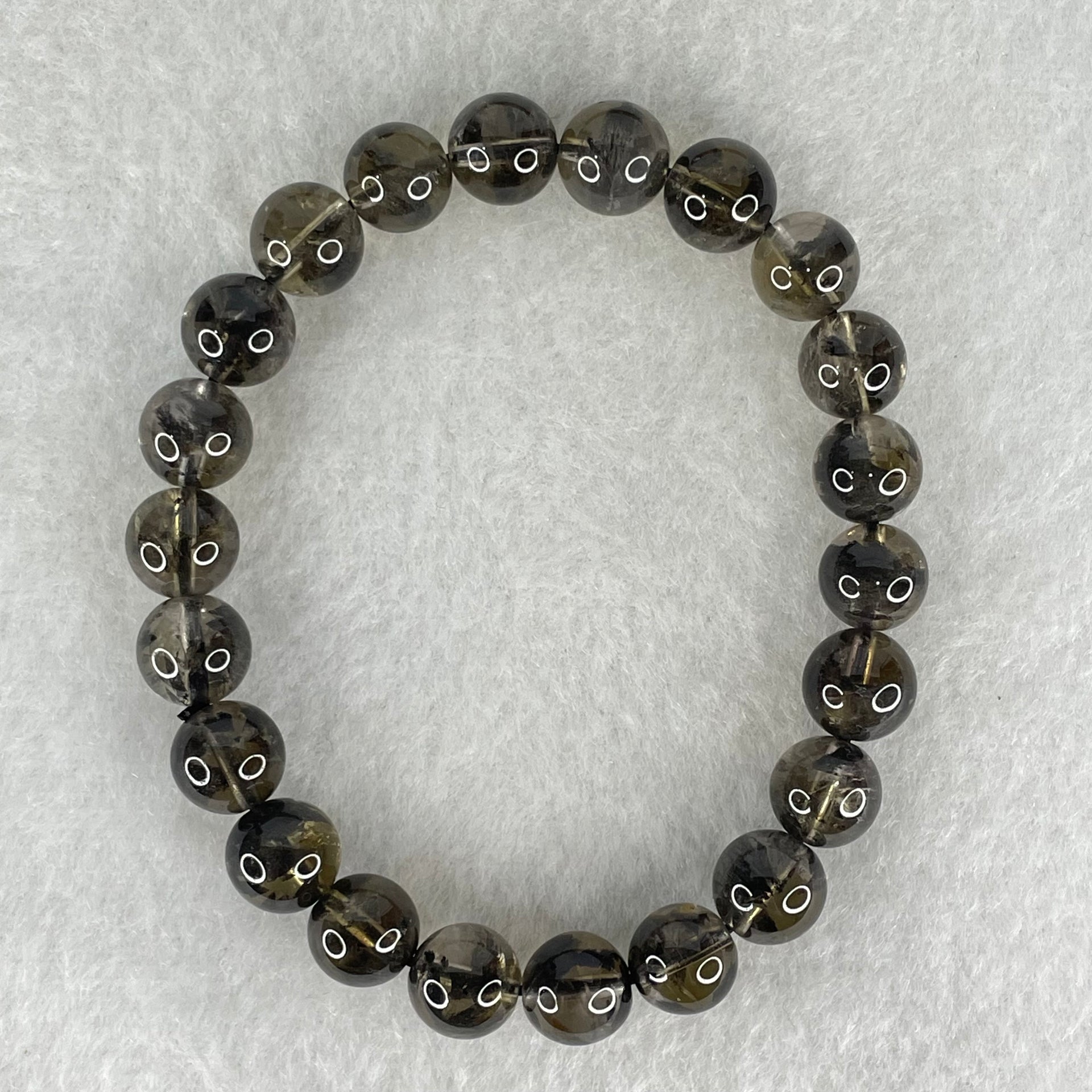 Natural Black Auralite Quartz Beads Bracelet 19.77g 16cm 8.8mm 22 Beads - Huangs Jadeite and Jewelry Pte Ltd