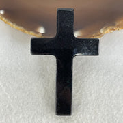 Type A Opaque Black Jadeite Cross Pendant 27.22g 64.6 by 41.3 by 8.0mm - Huangs Jadeite and Jewelry Pte Ltd