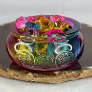 Muti Color Liuli Wealth Pot with Ingot Yuan Bao Display Total Weight 211.75g 72.6 by 33.5mm - Huangs Jadeite and Jewelry Pte Ltd