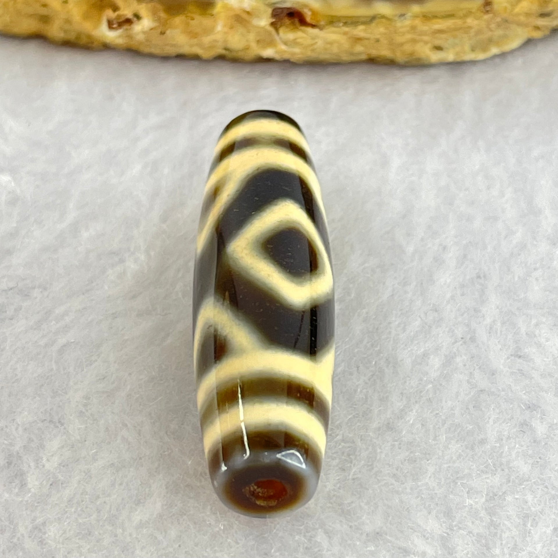 Natural Powerful Tibetan Old Oily Agate 2-Eye Vajra Dzi Bead Heavenly Master (Tian Zhu) 二眼天珠 7.43g 38.5 by 11.3mm - Huangs Jadeite and Jewelry Pte Ltd