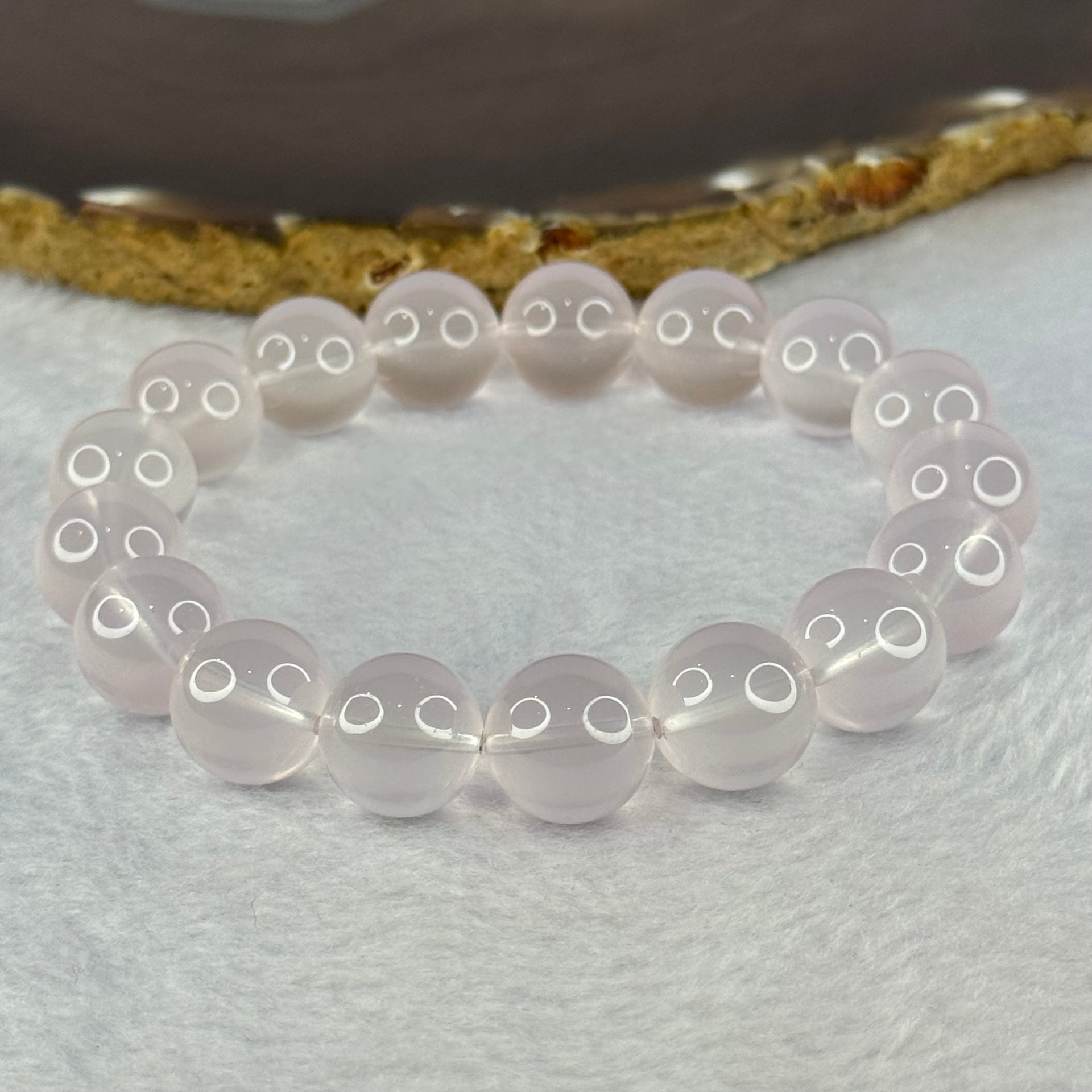 Natural Rose Quartz Beads Bracelet 天然玫瑰石英珠手链 48.45g 18.5cm 12.9mm 17 Beads - Huangs Jadeite and Jewelry Pte Ltd
