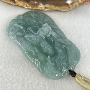 Type A Semi Icy Light Blueish Green Jadeite Guan Yin with Lotus Flower and Phoenix Pendant 40.71g 61.8 by 36.9 by 8.6mm - Huangs Jadeite and Jewelry Pte Ltd