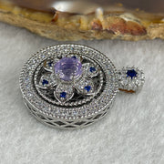 Natural Purple with Colorless and Blue Cubic Zirconia Beads Pendant in S925 Sliver 6.99g 6.0 by 2.0mm - Huangs Jadeite and Jewelry Pte Ltd