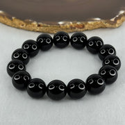 Natural Black Moldavite Meteorite Crystal Beads Bracelet 52.32g 18cm 14.3mm 15 Beads - Huangs Jadeite and Jewelry Pte Ltd