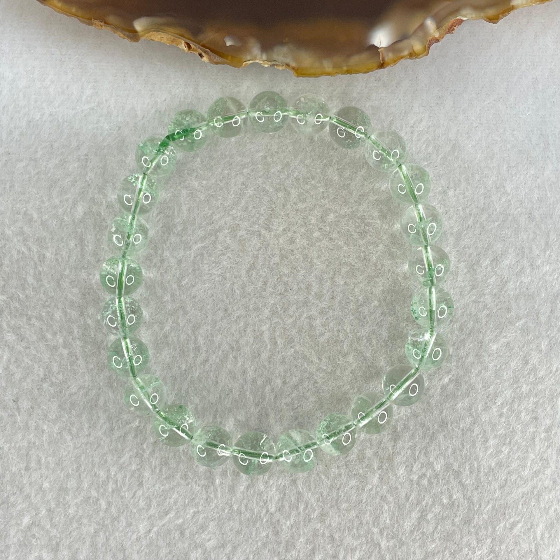 Special Grade Natural Green Phantom Quartz Bracelet 15.15g 16cm 7.8mm 25 Beads - Huangs Jadeite and Jewelry Pte Ltd
