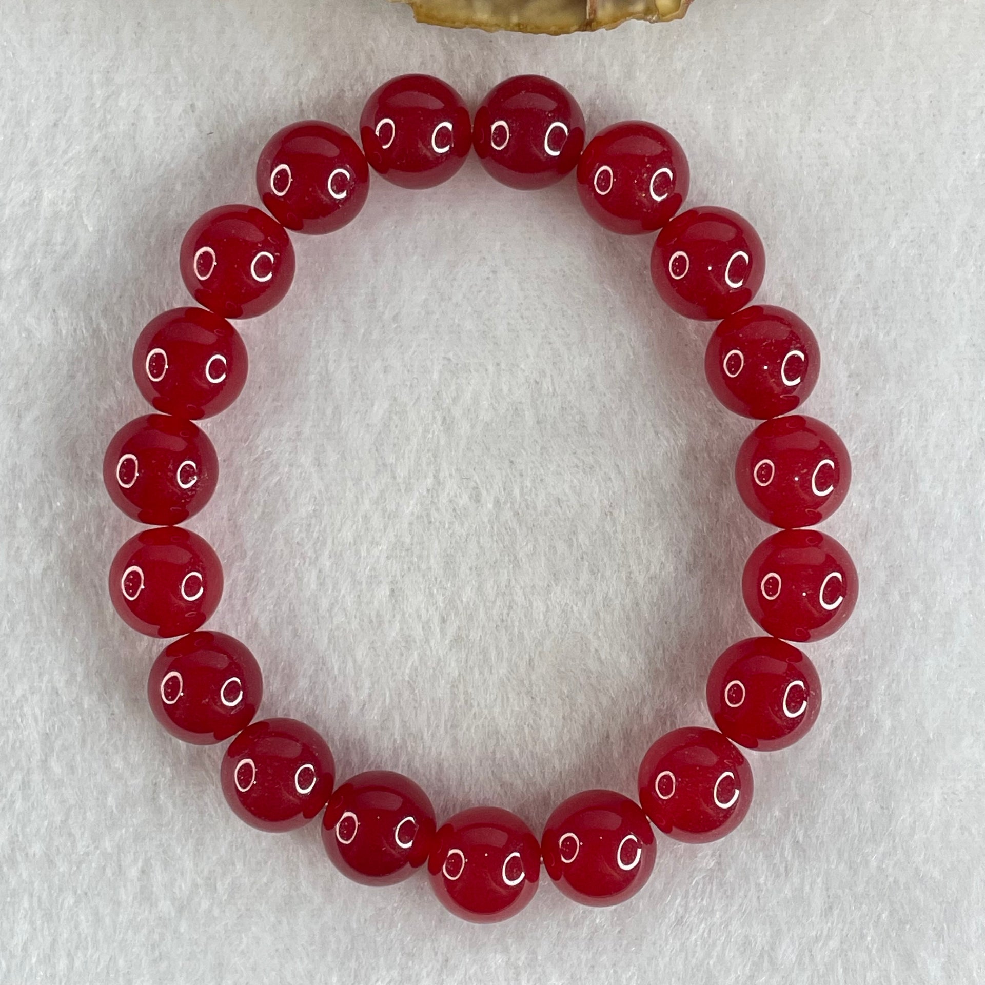 Natural Red Agate Beads Bracelet 28.08g 15.5cm 10.3mm 19 Beads - Huangs Jadeite and Jewelry Pte Ltd