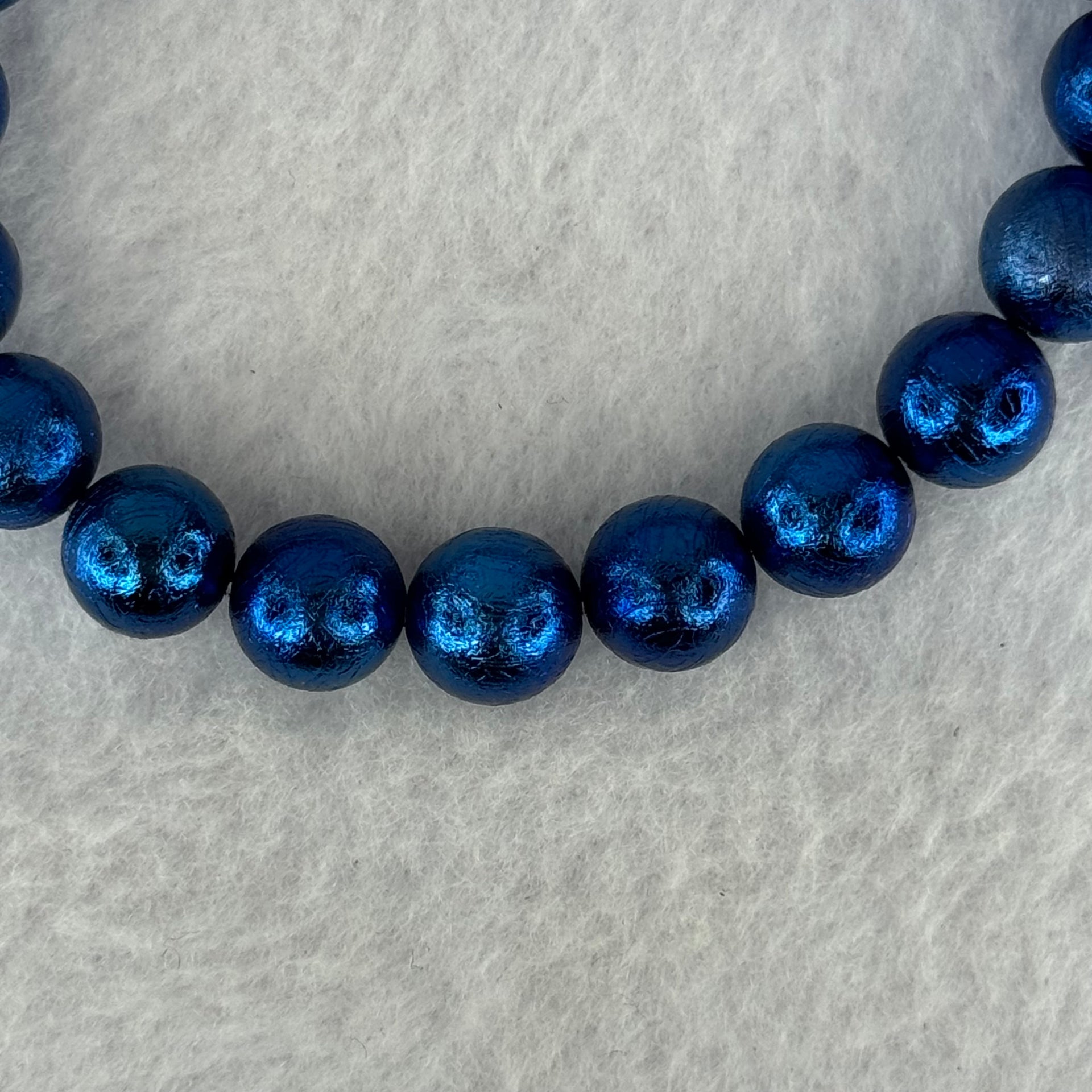 Natural Meteorite Bule Color Beads Bracelet 88.65g 17.5cm 10.3mm 20 Beads - Huangs Jadeite and Jewelry Pte Ltd