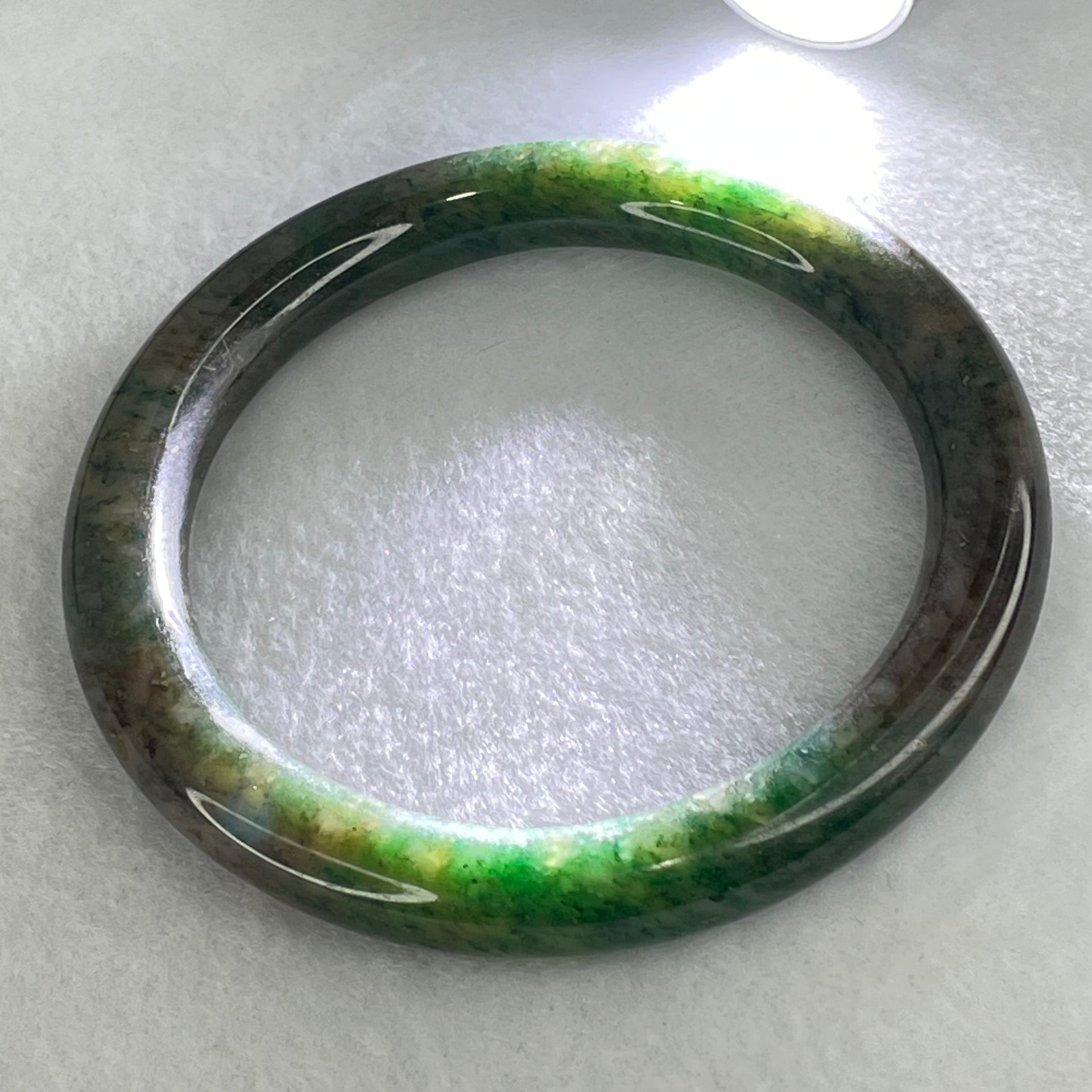 Natural Dark Green with Brown Patches Aventurine Bangle Internal Diameter 58.3mm 42.37g 9.5 by 9.6mm - Huangs Jadeite and Jewelry Pte Ltd