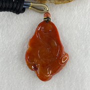 Type A Brownish Red Jadeite Jambhala Pendant 50.23g 63.6 by 45.6 by 1.5mm - Huangs Jadeite and Jewelry Pte Ltd