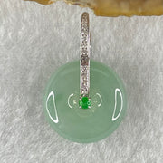 Type A Blueish Green Jadeite Ping An Kou Donut in 18K White Gold AU750 Clasps 4.91g 17.3 by 6.3mm - Huangs Jadeite and Jewelry Pte Ltd