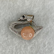 Natural Sunstone Bead with Crystals in S925 Sliver Swan Charm 3.27g 7.7mm - Huangs Jadeite and Jewelry Pte Ltd