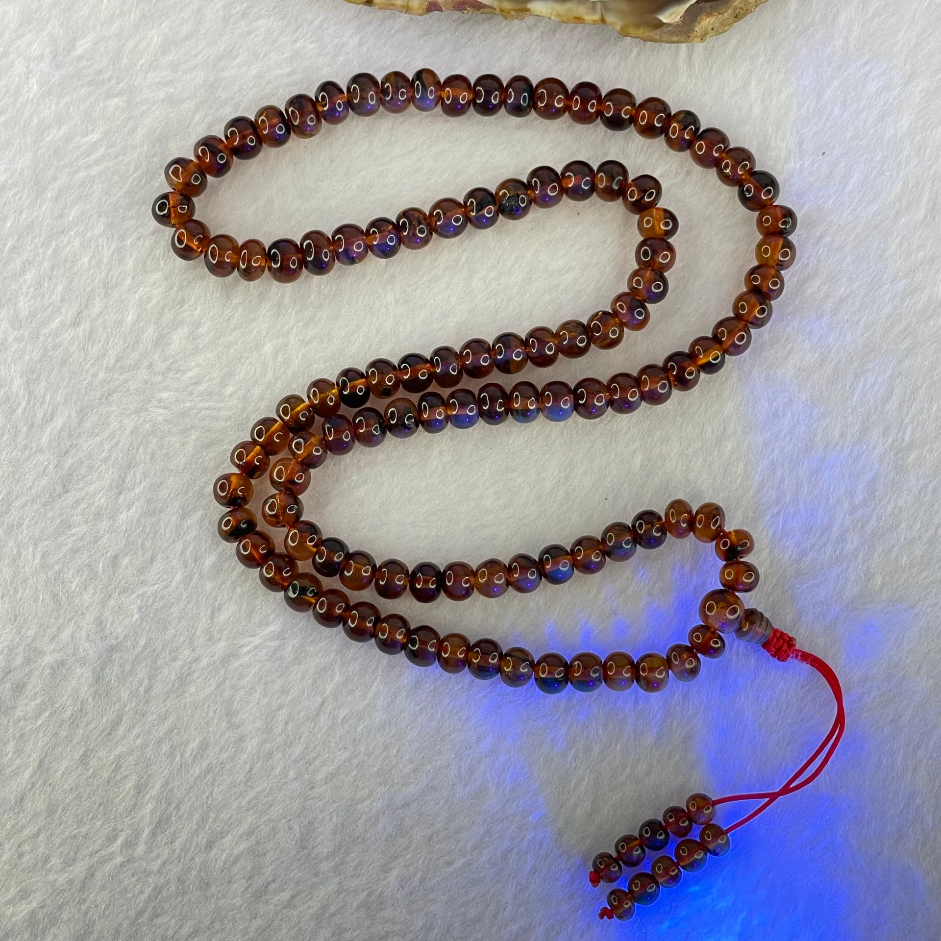 Natural Blood Red Amber Beads Necklace 天然血珀项链 13.66g 52cm 6.2mm 108 Beads - Huangs Jadeite and Jewelry Pte Ltd