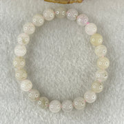 Type A White With Brownish Green Jadeite Beads Bracelet 19.25g 15cm 8.0mm 23 Beads - Huangs Jadeite and Jewelry Pte Ltd