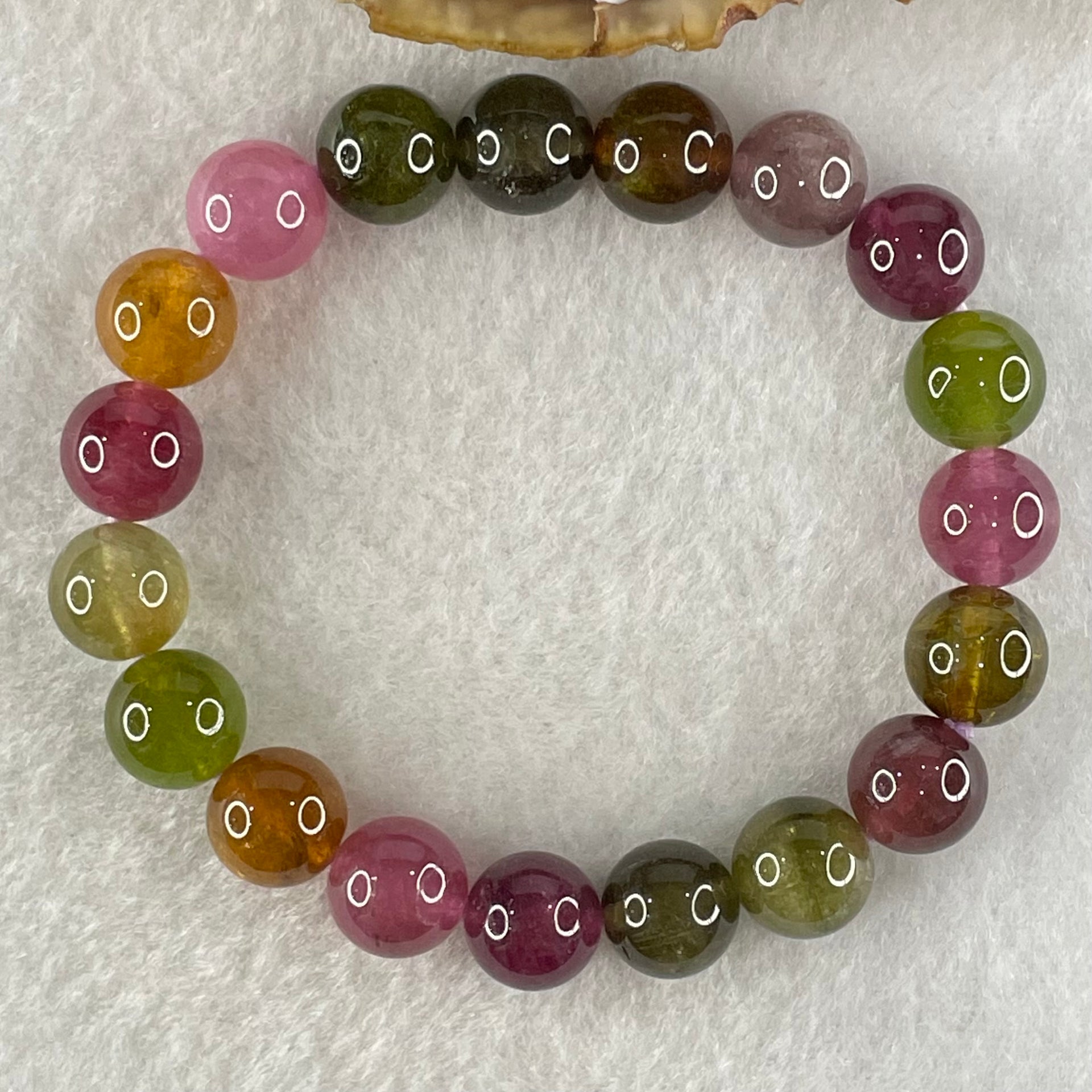 Good Grade Natural Tourmaline Crystal Bracelet 电气石 27.84g 15.5cm 9.8mm 19 Beads - Huangs Jadeite and Jewelry Pte Ltd