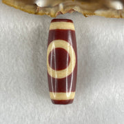 Natural Powerful Tibetan Old Oily Red White Agate One Eye Gold Metal Element Dzi Bead Heavenly Master (Tian Zhu) 一眼金天珠 10.96g 37.5 by 13.5mm - Huangs Jadeite and Jewelry Pte Ltd