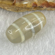 Natural Powerful Tibetan Old Oily Agate 3-Lines Dzi Bead Heavenly Master (Tian Zhu) 三行天诛 3.23g 20.0 by 10.4mm - Huangs Jadeite and Jewelry Pte Ltd