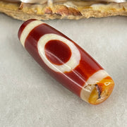 Natural Powerful Tibetan Old Oily Red White Agate One Eye Wood Element Dzi Bead Heavenly Master (Tian Zhu) 一眼木元素天珠 10.52g 38.1 by 13.3mm - Huangs Jadeite and Jewelry Pte Ltd