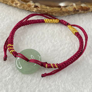 Type A Blueish Green Jadeite Ping An Kou Donut In String Bracelet 2.38g 16.4 by 4.6mm - Huangs Jadeite and Jewelry Pte Ltd