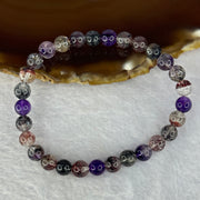 Very Good Grade Natural Transparent Yellow Black Super 7 Beads Bracelet 非常好的等级天然透明深黄黑色超级七珠手链 11.65g 16cm 6.8mm 29 Beads - Huangs Jadeite and Jewelry Pte Ltd