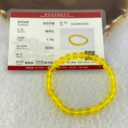 Natural Yellow Amber Beads with Inscription Bracelet 4.38g 15.5cm 6.7mm 28 Beads - Huangs Jadeite and Jewelry Pte Ltd